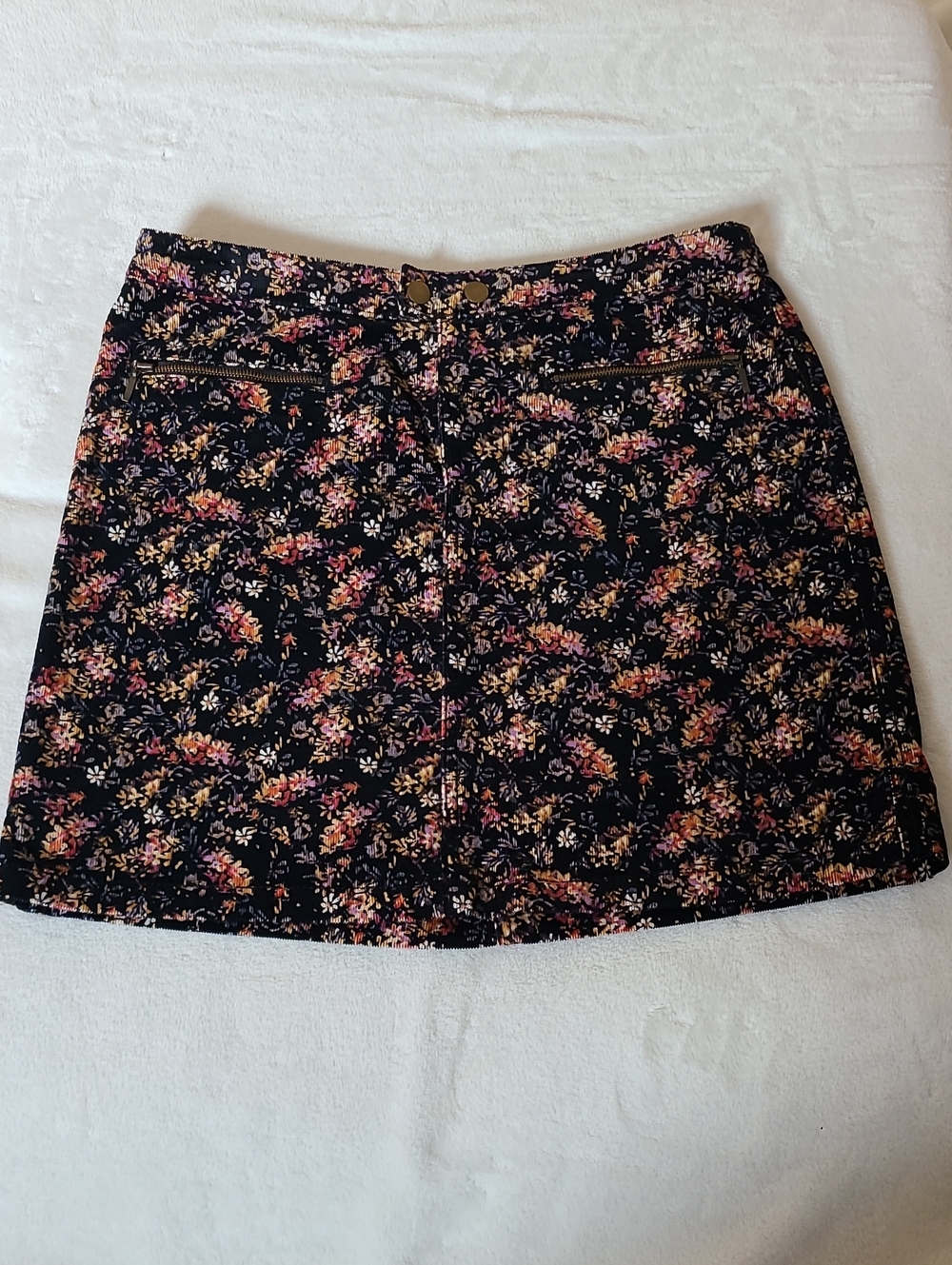 Massimo Black Floral Mini Skirt with Pink & Yellow Blooms